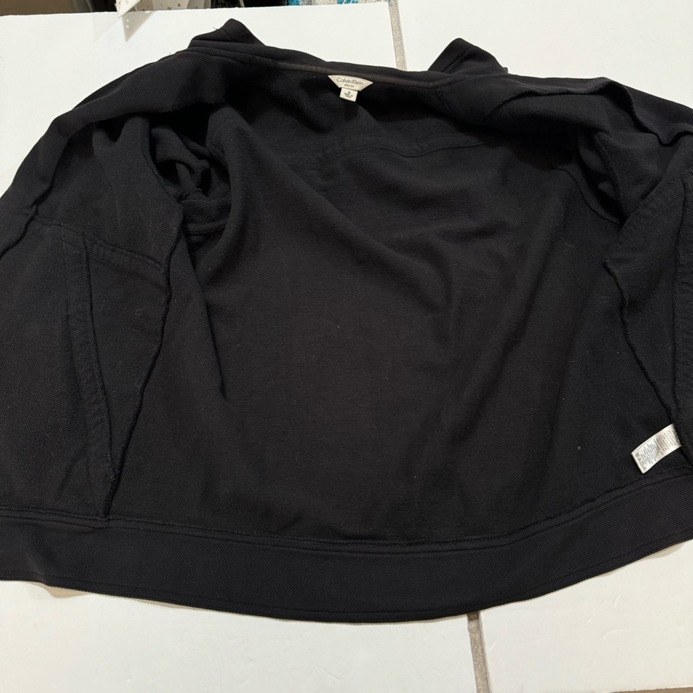 CALVIN KLEIN black utility jacket zip up nylon cotton pockets men small - Picture 9 of 10